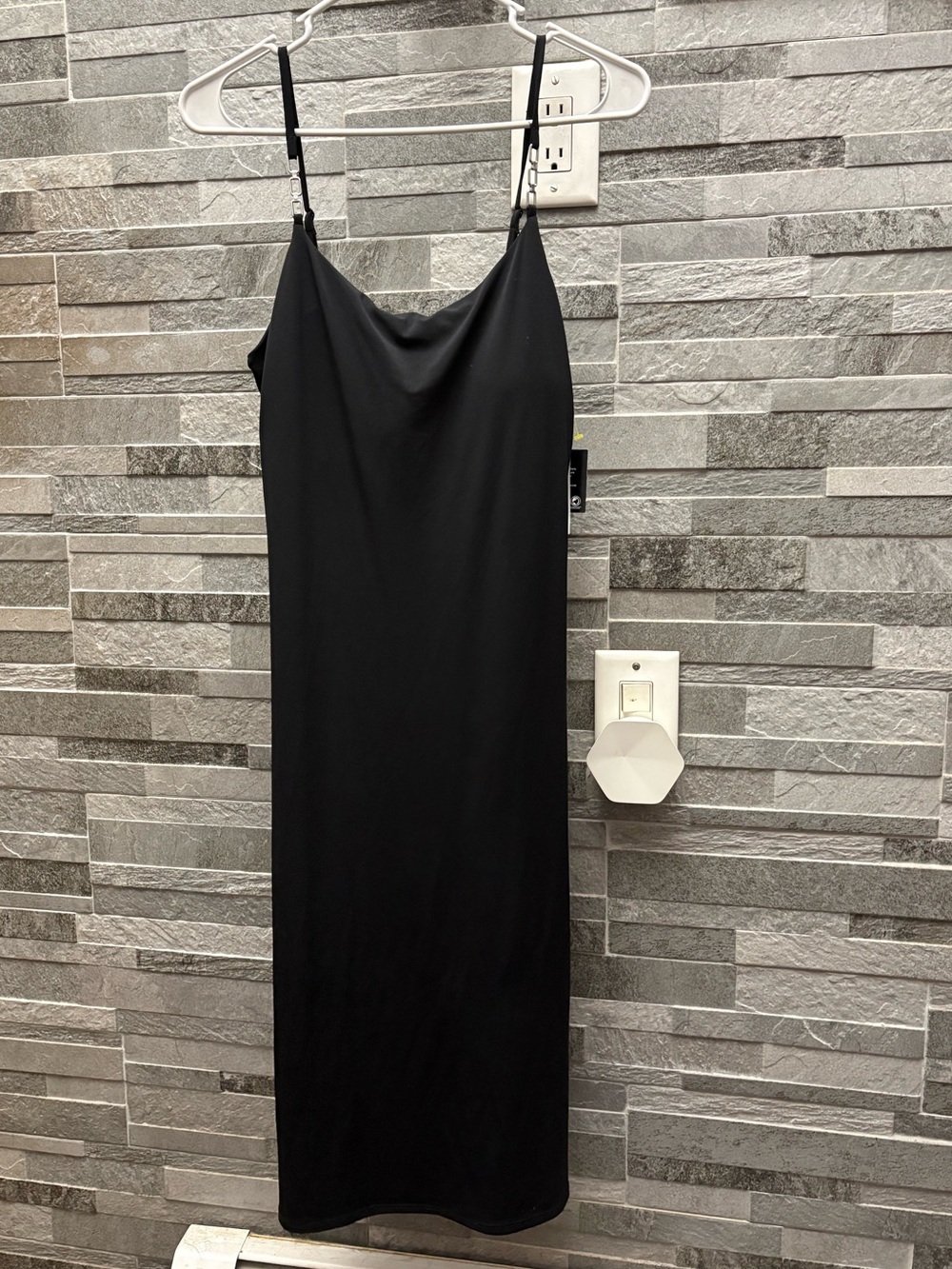 Planet Gold Black Maxi Slip Dress with Cowl Neck